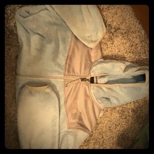 North face zip up jacket baby blue.